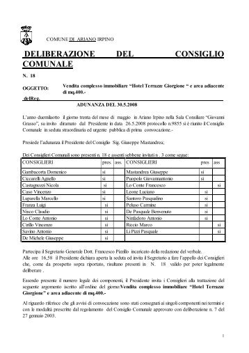 DELIBERAZIONE DEL CONSIGLIO COMUNALE - Comune di ...