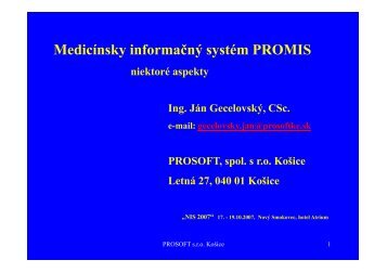 MedicÃ­nsky informaÄnÃ½ systÃ©m PROMIS