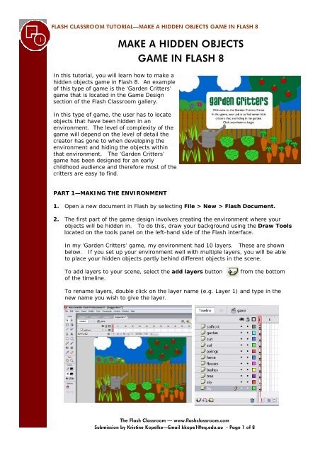 MAKE A HIDDEN OBJECTS GAME IN FLASH 8 - Flashclassroom.com