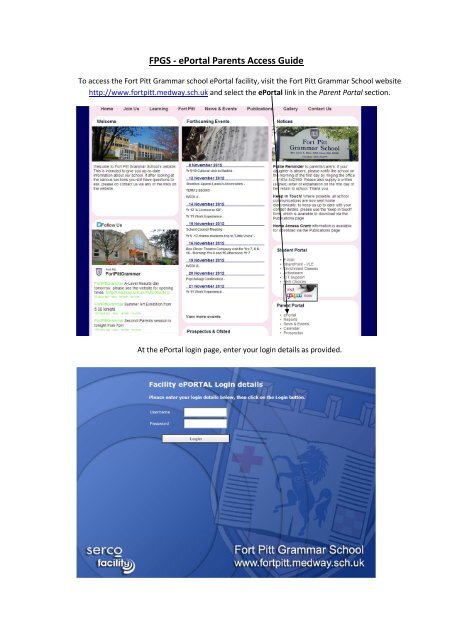 ePortal Parent Access Guide - Fort Pitt Grammar School