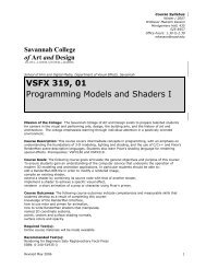VSFX 319, 01 Programming Models and Shaders I - Savannah ...
