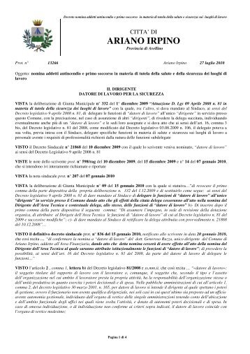 Nomina addetti antincendio e primo soccorso in materia di tutela ...