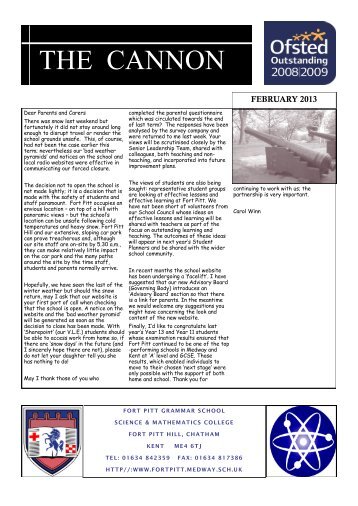 The Cannon - February 2013 - Fort Pitt Grammar School