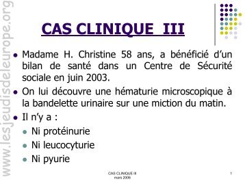 CAS CLINIQUE III - Les Jeudis de l'Europe