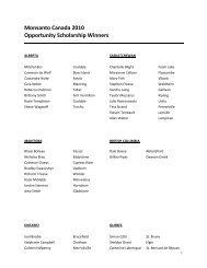 Monsanto Canada 2010 Opportunity Scholarship Winners