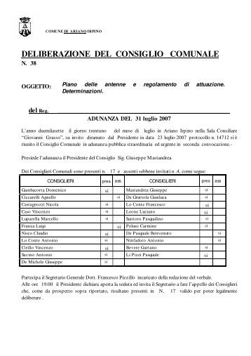 Piano delle antenne e regolamento di attuazione. Determinazioni.