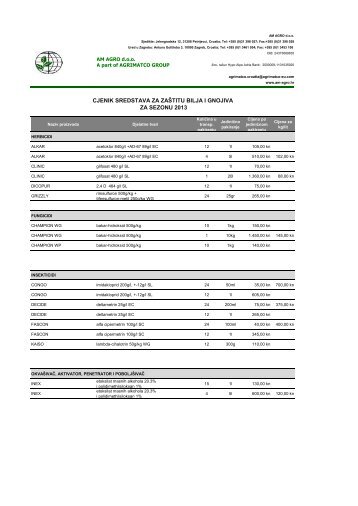 Cjenik sredstva za zaštitu bilja i gnojiva 2013.pdf - AM AGRO doo