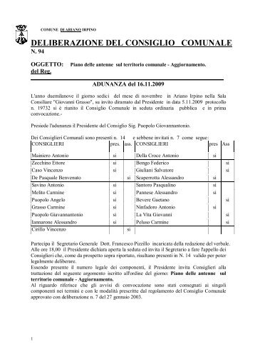 Piano delle antenne sul territorio comunale - Comune di Ariano Irpino