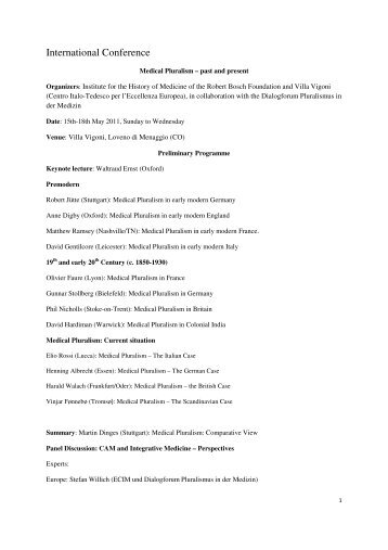 International Conference - Dialogforum Pluralismus in der Medizin