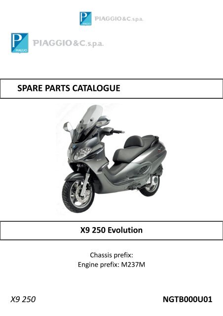 X9 250 NGTB000U01 SPARE PARTS CATALOGUE ... - Scooter Tyres