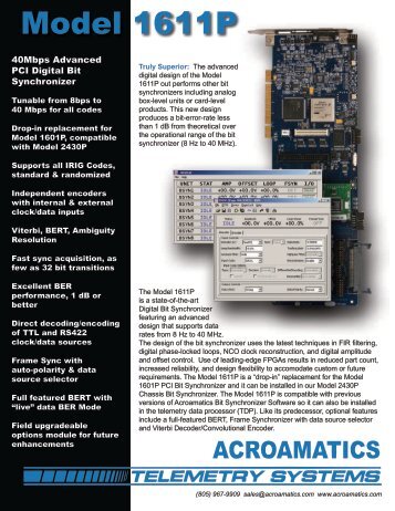 Model 1611P - Acroamatics Telemetry Systems