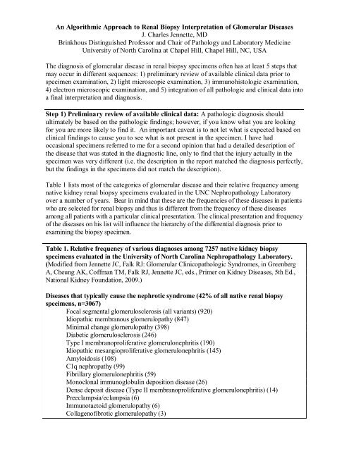 An Algorithmic Approach To Renal Biopsy Interpretation Of