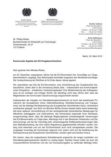 Offener Brief an Minister RÃ¶sler - Kerstin Andreae