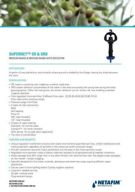 SUPERNET™ SR & SRD - Netafim