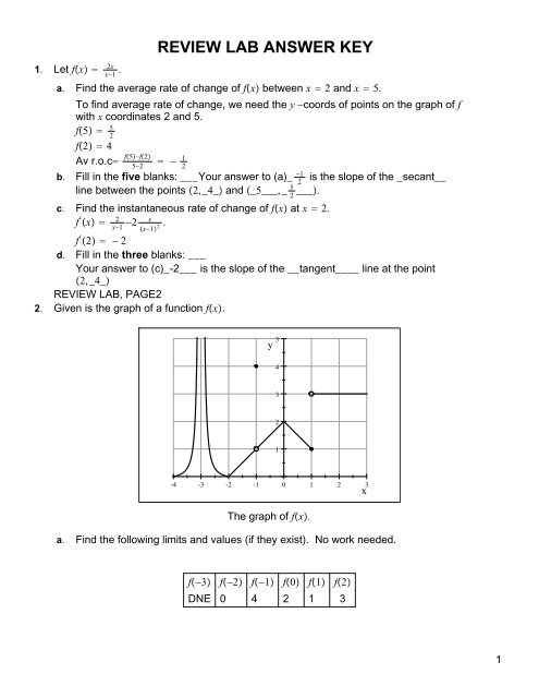 Answer key to review lab