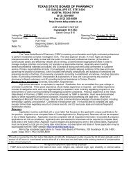 Investigator III (Enforcement Officer) - Texas State Board of Pharmacy