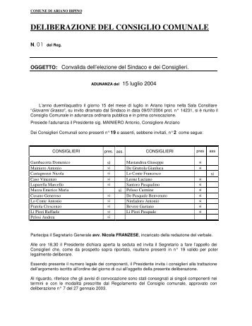 Convalida dell'elezione del Sindaco e dei Consiglieri. - Comune di ...