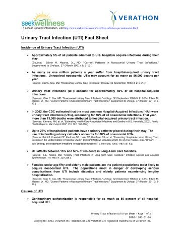 Urinary Tract Infection (UTI) Fact Sheet - Seek Wellness