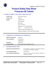 Product Safety Data Sheet Trimacare 80 Tablets - Animalcare