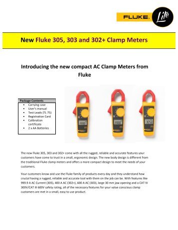 Fluke 305,303 and 302 clamp meters - CST Electronics