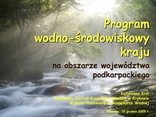 Program wodno â Årodowiskowy kraju na obszarze wojewÃ³dztwa ...