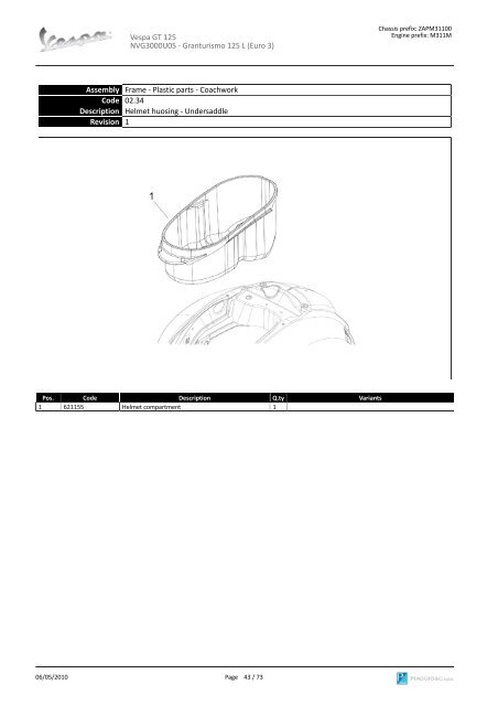 Vespa GT 125 NVG3000U05 SPARE PARTS CATALOGUE ...