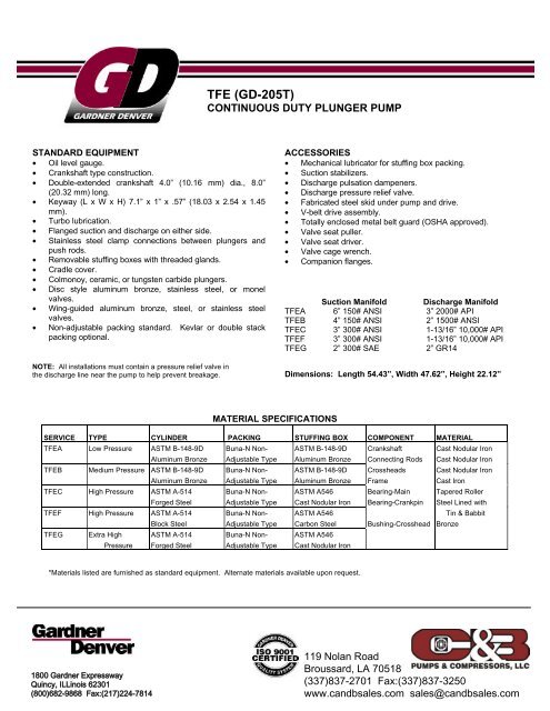 TFE (GD-205T) - C & B Pumps and Compressors