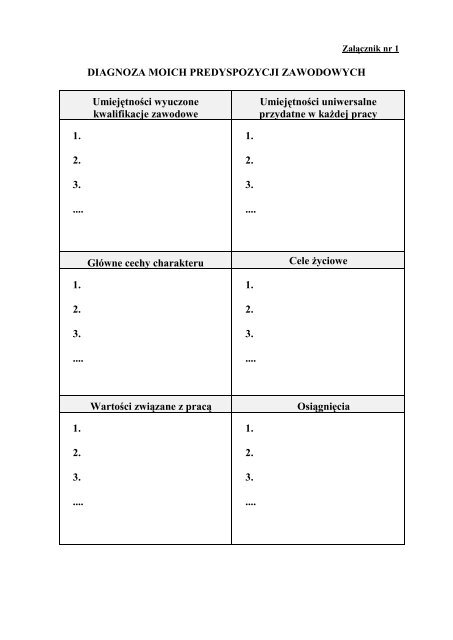 Äwiczenie: Diagnoza moich predyspozycji zawodowych