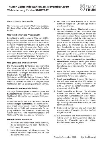 Wahlanleitung Stadtrat (PDF) - Wahlen Thun