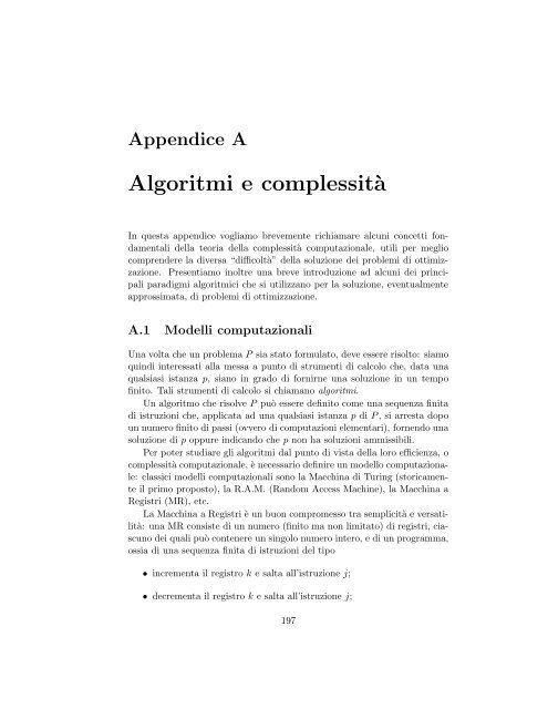 Appendice A: Algoritmi e ComplessitÃ 