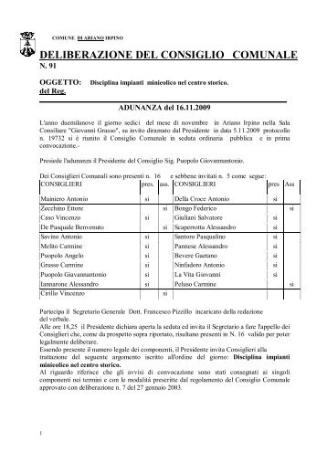 Disciplina impianti minieolico nel centro storico. - Comune di Ariano ...