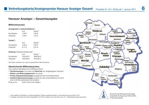 Preisliste 2011 - Hanauer Anzeiger