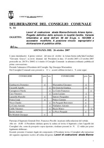 Lavori di costruzione strada Manna-Svincolo Ariano Irpino. Progetto ...