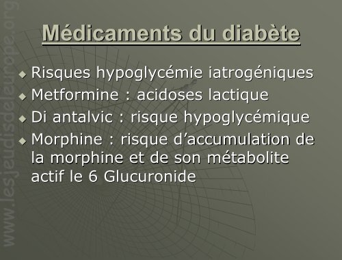 Médicaments et IRC chez le sujet âgé - Les Jeudis de l'Europe