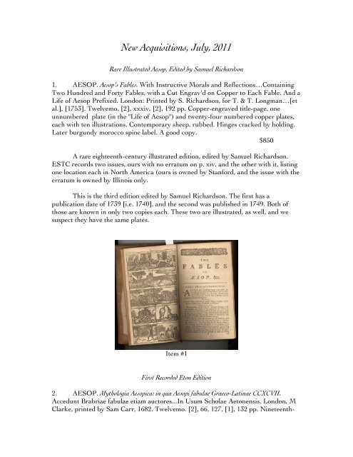 New Acquisitions July 11 Michael R Thompson Rare Books New Acquisitions July 11 Michael R Thompson Rare Books