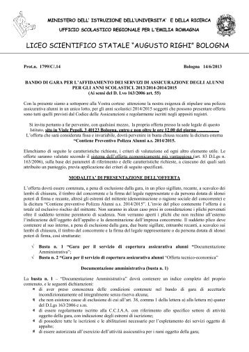 Bando Assicurazione - Liceo Scientifico Augusto Righi