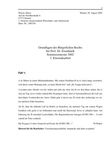 Grundlagen des Bürgerlichen Rechts bei Prof. Dr ... - Dieter Welzel