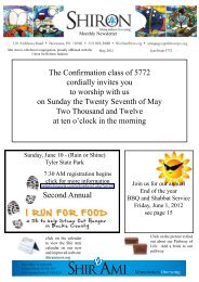 Second Annual The Confirmation class of 5772 cordially ... - Shir Ami