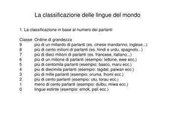 La classificazione delle lingue del mondo - grandionline.net