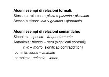 Alcuni esempi di relazioni formali: Stessa parola ... - grandionline.net