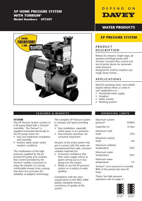 marxisme Aktiver Afledning View Data Sheet for XP350T - Davey Pumps