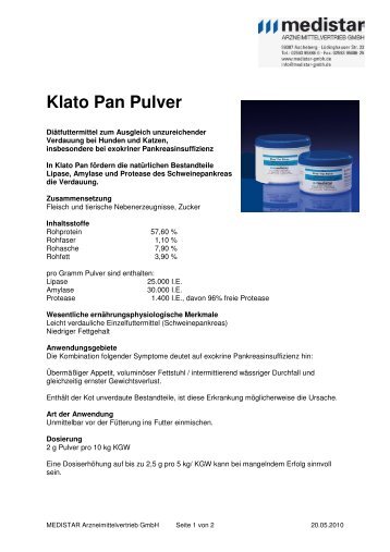 Klato Pan Pulver - MEDISTAR Arzneimittelvertrieb GmbH