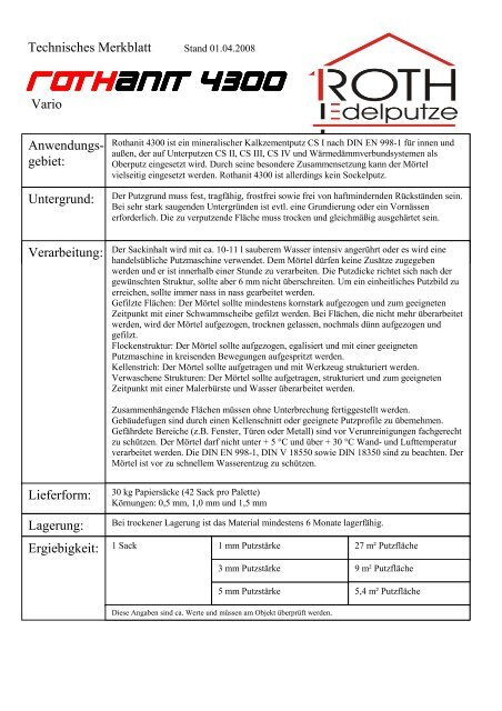 Rothanit 4300 - Roth Edelputze