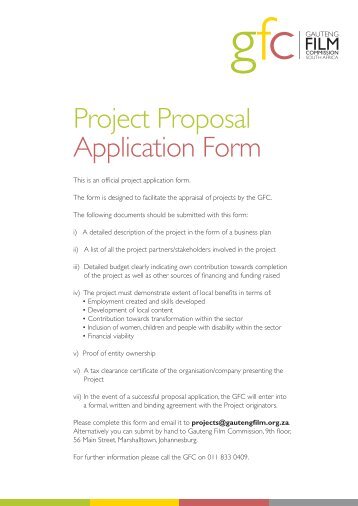 GFC Project Proposal Application - Gauteng Online