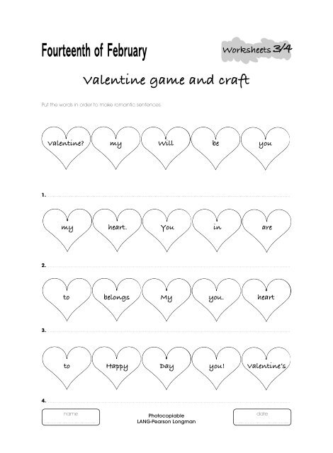 Valentine game and craft (PDF 72 Kb) - Lang Pearson Longman