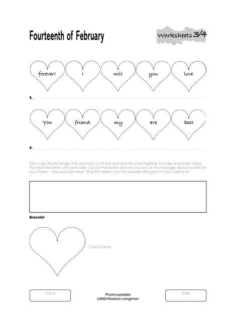 Valentine game and craft (PDF 72 Kb) - Lang Pearson Longman