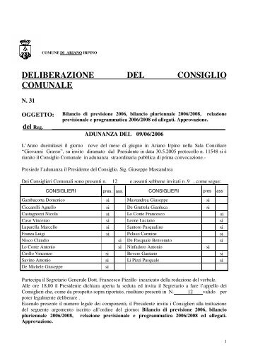 DELIBERAZIONE DEL CONSIGLIO COMUNALE - Comune di ...