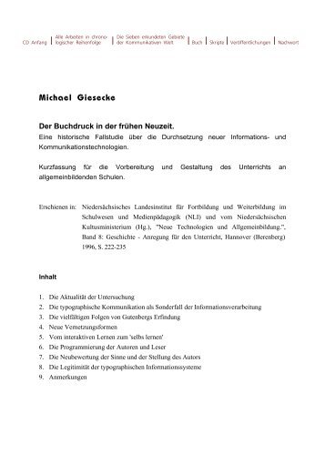 Der Buchdruck in der frühen Neuzeit. - Michael Giesecke