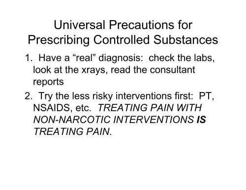 universal precautions for prescribing controlled substances