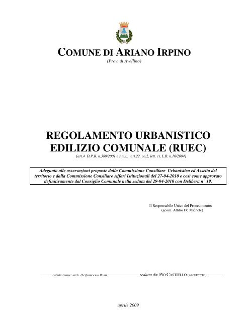 ruec - Comune di Ariano Irpino